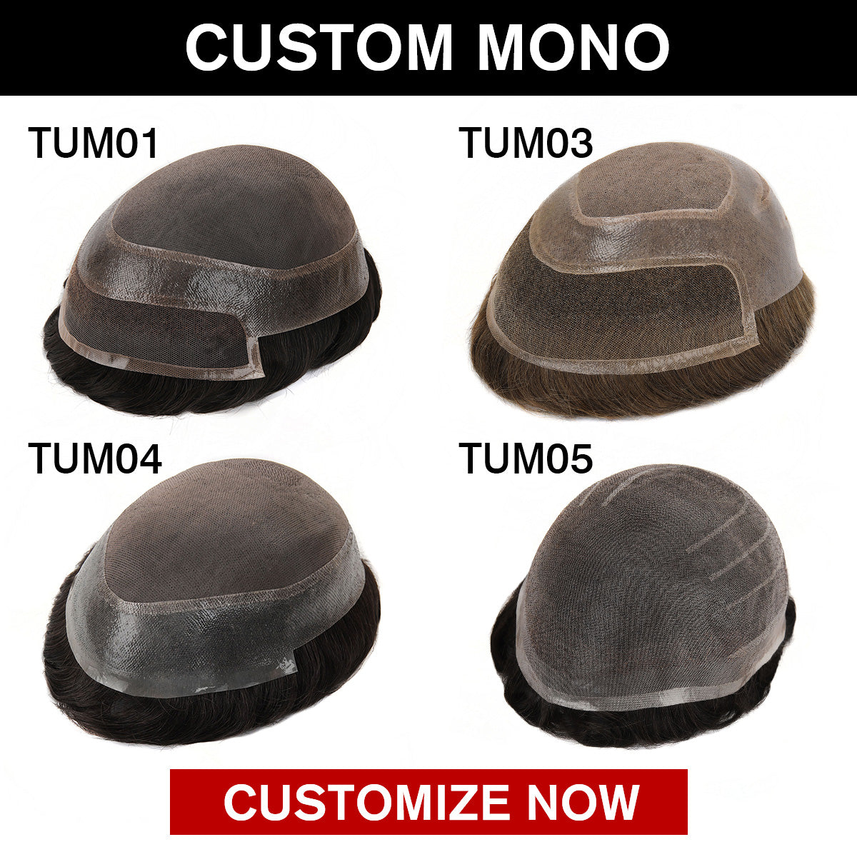 Passen Sie ein Mono + Skin Hybrid-Haarsystem an