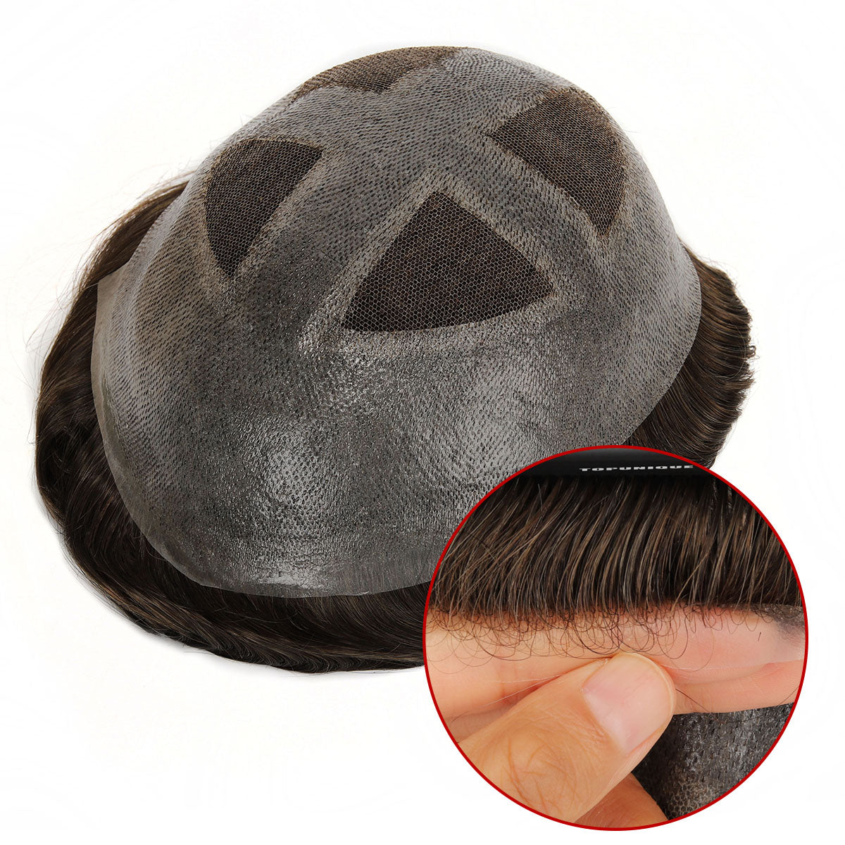 TUL05 Extensiones de cabello para hombres | Sección transversal que se sujetará con cinta para un ajuste más seguro
