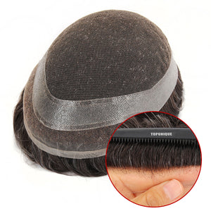 TUL08 Haarsystem für Männer | Klassische Hybridbasis aus Spitze und Haut für Atmungsaktivität und einfache Pflege