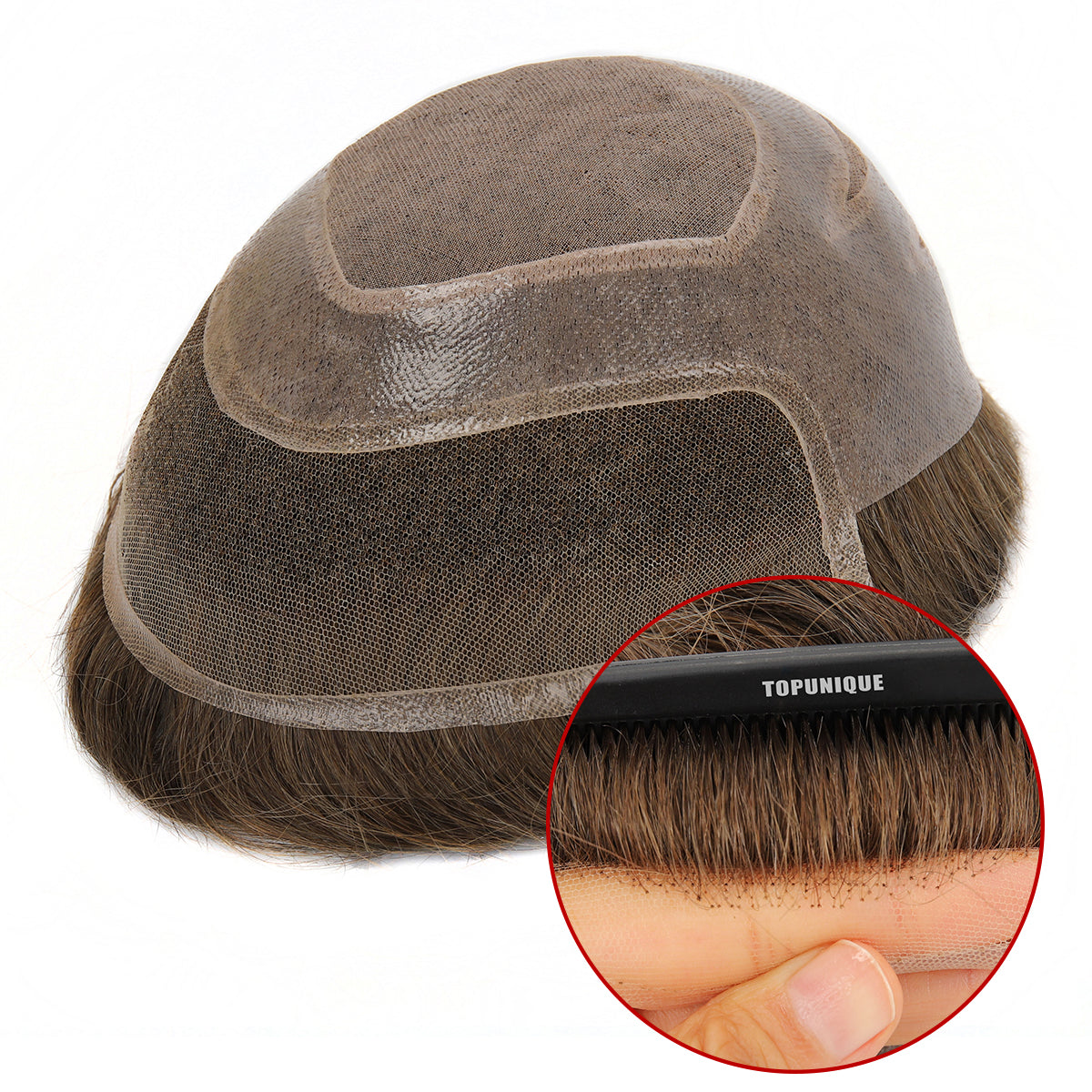 Sistema de cabello mono clásico TUM03 para hombres | Duradero y transpirable | Densidad del 130 %