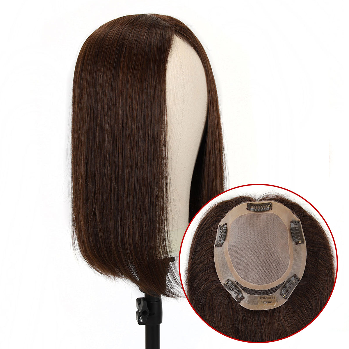 TUW02 Adornos para el cabello | Base de seda que crea una apariencia más natural en toda la extensión del cabello | Tamaño de la base: 5,5'' x 6,5''; Largo del cabello: 16''; Colores: NC, L4, 613
