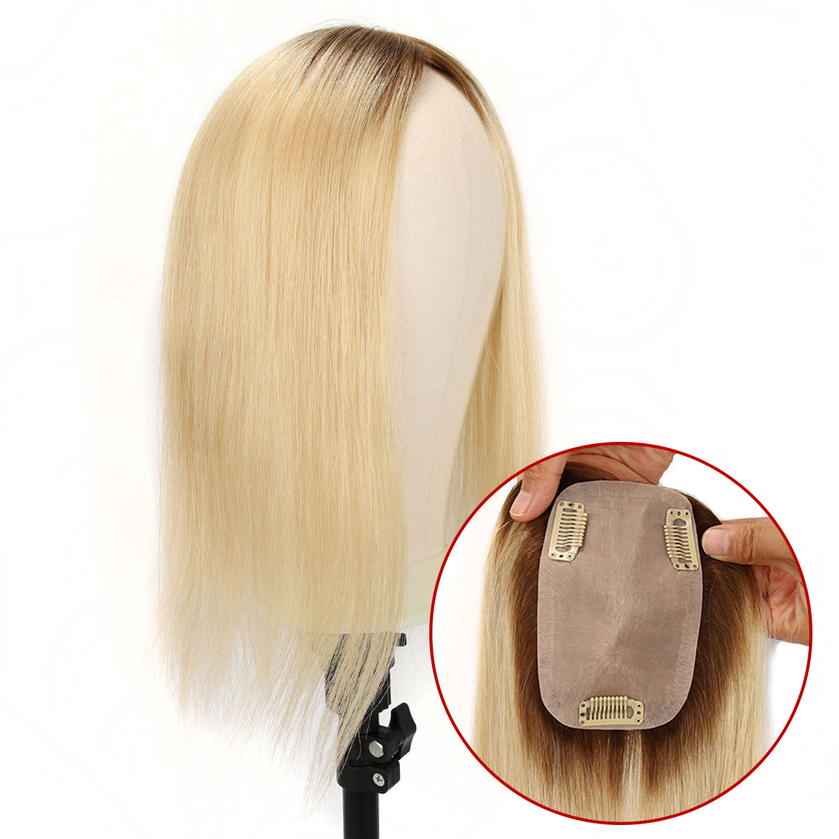 Adorno para el cabello para mujer TUW04 | El aspecto más natural a un precio asequible | Tamaño de la base 3'' x 5''; Largo del cabello 15''; Colores: NC, L4, 613, 8T25