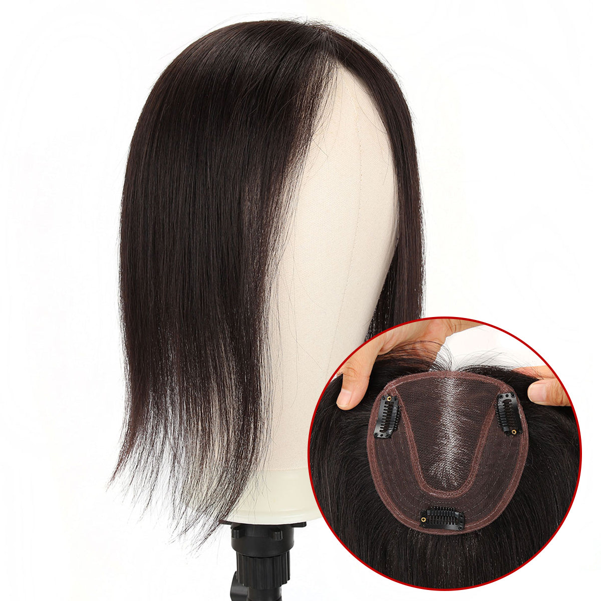 TUW07 Extensiones de cabello humano para mujer | Solución ligera para la caída del cabello | Tamaño de la base: 4,5'' x 5''; Largo del cabello: 12''; Colores: 1B, 2, 4, 4/BC/SA, 613BC, 613