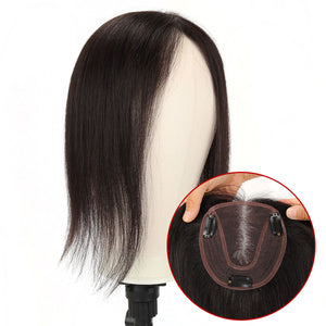 TUW07 Echthaarteil für Frauen | Leichte Lösung gegen Haarausfall | Basisgröße 4,5 x 5 Zoll; Haarlänge 12 Zoll; Farben: 1B, 2, 4, 4/BC/SA, 613BC, 613