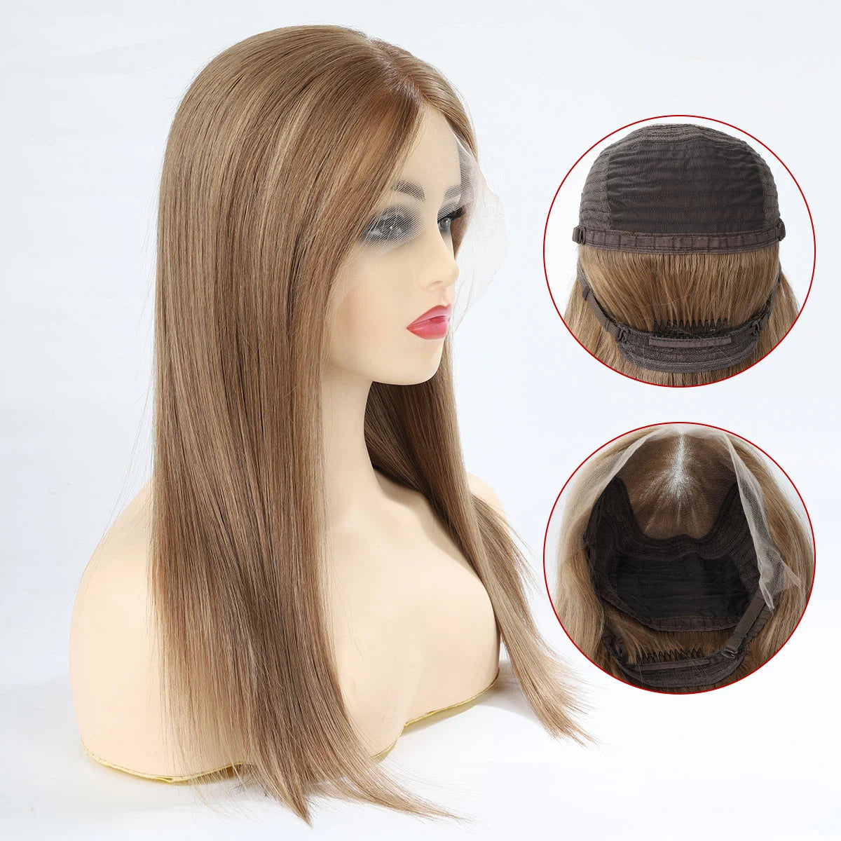 01 TUW41 Real Human Hair Topper for Women, Lace Top and Front with Back Hair Weft, Hair Topper Without Clips with Combs and Adjustable Nape Securing Band for a Secure, Comfortable Fit