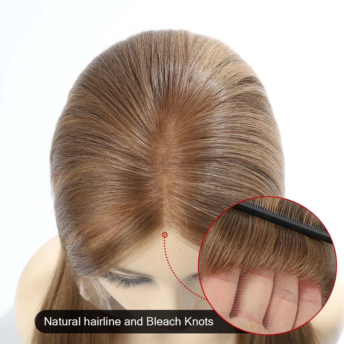 03 TUW41 Real Human Hair Topper for Women, Lace Top and Front with Back Hair Weft, Hair Topper Without Clips with Combs and Adjustable Nape Securing Band for a Secure, Comfortable Fit