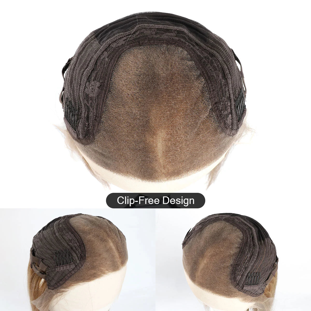 04 TUW41 Real Human Hair Topper for Women, Lace Top and Front with Back Hair Weft, Hair Topper Without Clips with Combs and Adjustable Nape Securing Band for a Secure, Comfortable Fit