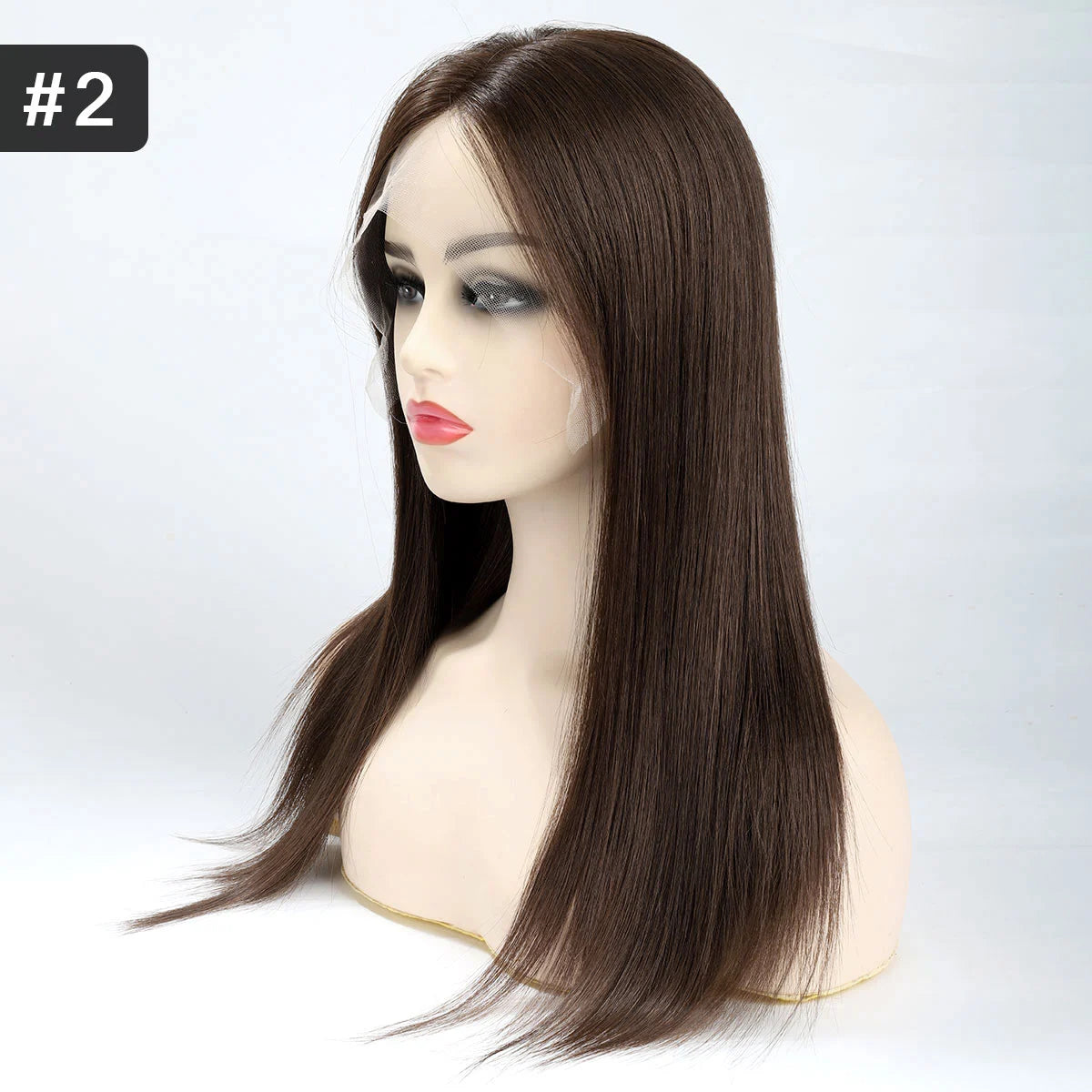 08 #2 18″ TUW41 Real Human Hair Topper for Women, Lace Top and Front with Back Hair Weft, Hair Topper Without Clips with Combs and Adjustable Nape Securing Band for a Secure, Comfortable Fit