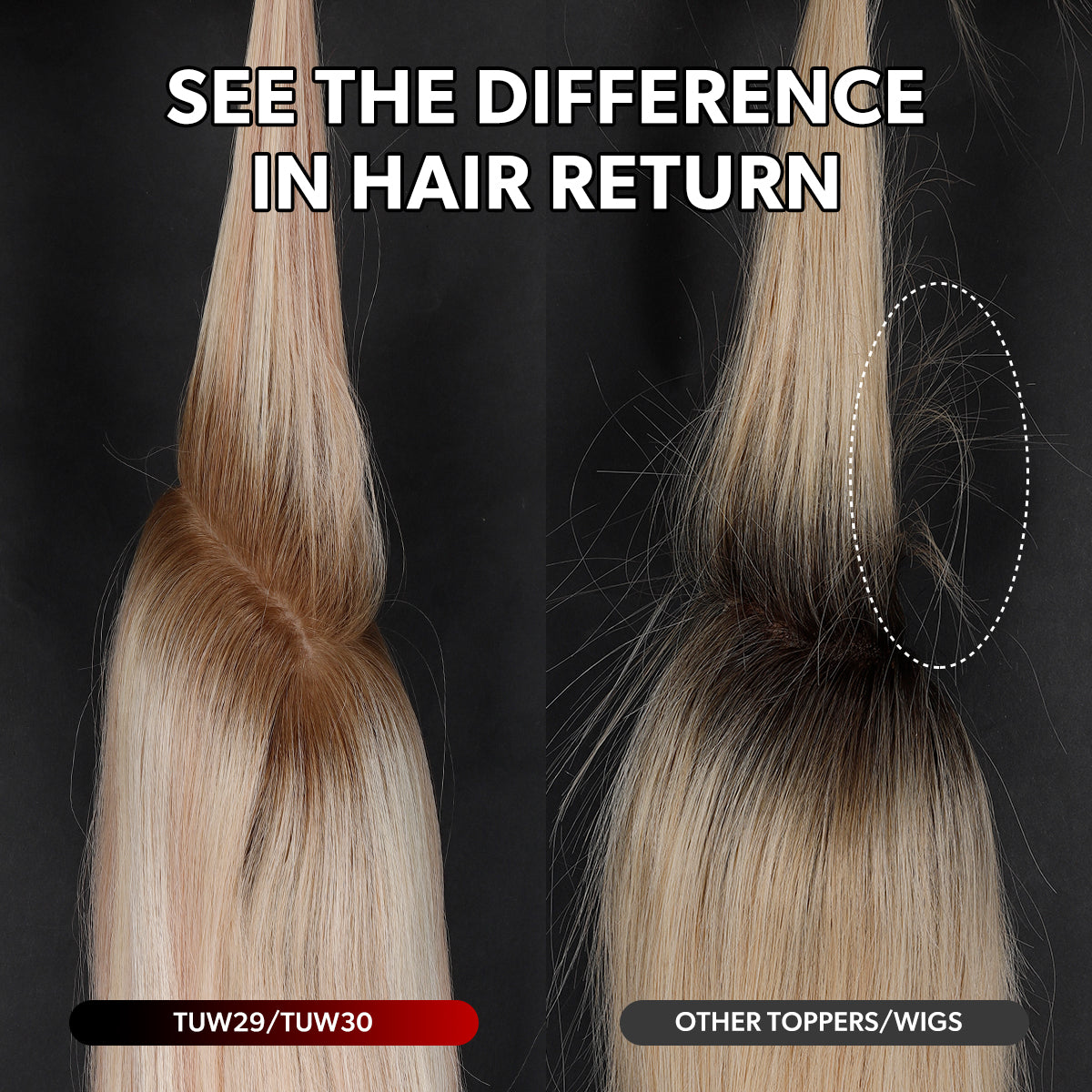 Hair_return_difference_1 TUW30 Silk Clip in Hair Topper | Realistic Human Hair Topper