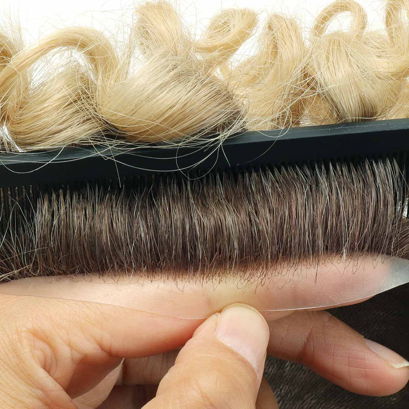 TMCM635Men_sCurlyHairToupee_4 TMCM635 Men's Curly Hair Toupee | Human Hair PU Hair System