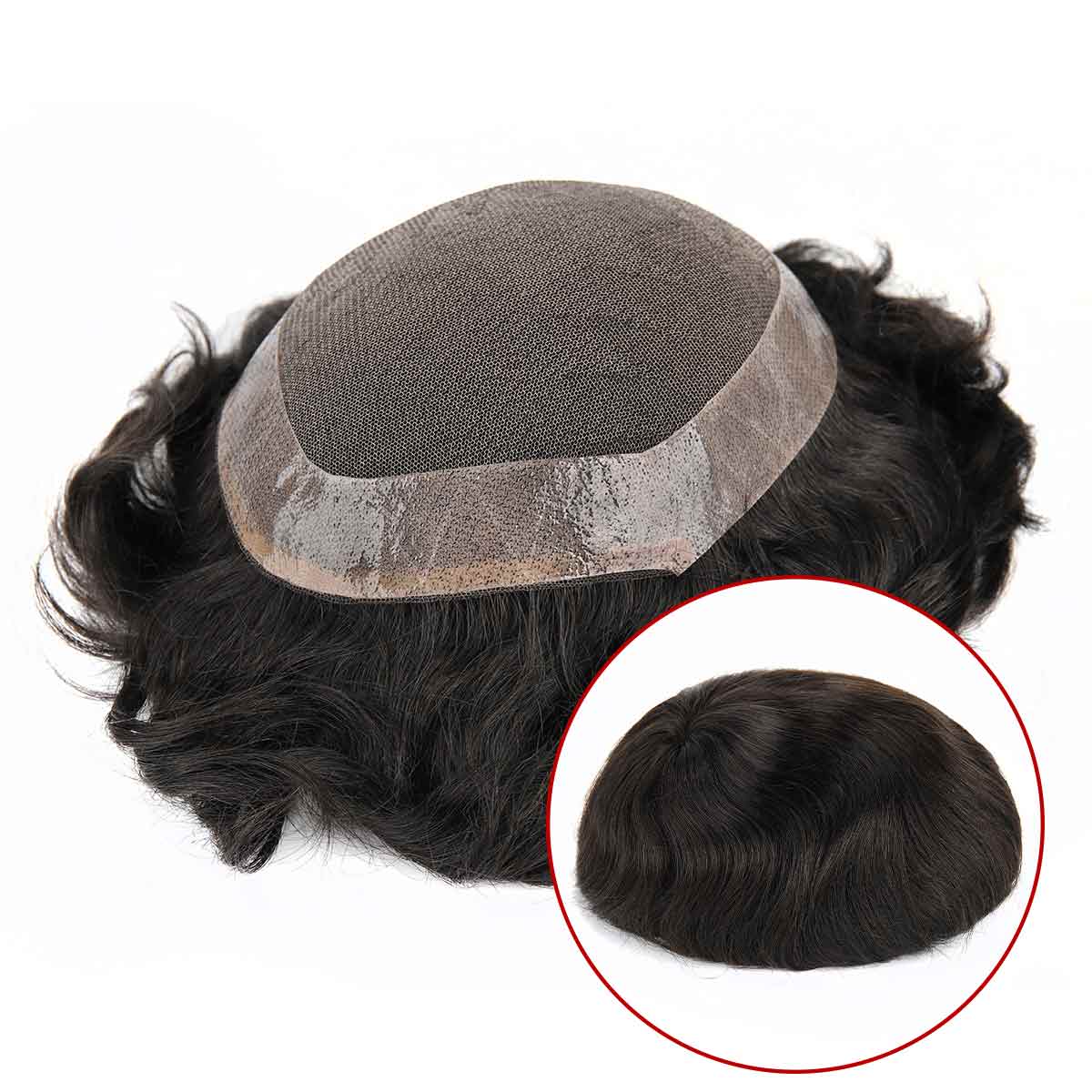 TUL19 French Lace Toupee | PU Around Human Hair Hair Pieces