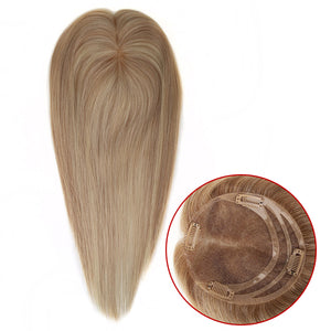 TUW14 Topper Hair Piece | 6''x6.5'' Lace with 3 Lines of PU Around Sides and Back with 4 Clips | Hair Length 16''