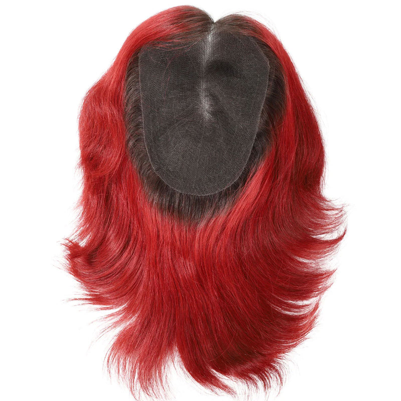 black-ombre-red-hair-system-10-full-lace-mens-hair-system-short-straight-black-and-wine-red-toupee-with-dark-root-02 Black Ombre Red Hair System 10" Full Lace Men's Hair System – Short Straight Black and Wine Red Toupee with Dark Root