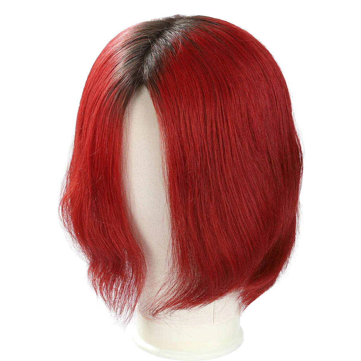black-ombre-red-hair-system-10-full-lace-mens-hair-system-short-straight-black-and-wine-red-toupee-with-dark-root-03 Black Ombre Red Hair System 10" Full Lace Men's Hair System – Short Straight Black and Wine Red Toupee with Dark Root
