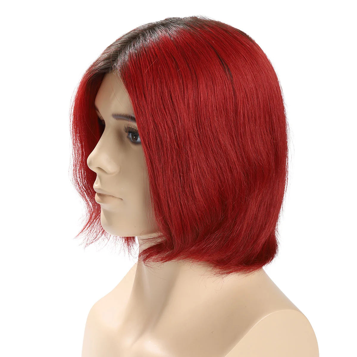 black-ombre-red-hair-system-10-full-lace-mens-hair-system-short-straight-black-and-wine-red-toupee-with-dark-root-05 Black Ombre Red Hair System 10" Full Lace Men's Hair System – Short Straight Black and Wine Red Toupee with Dark Root