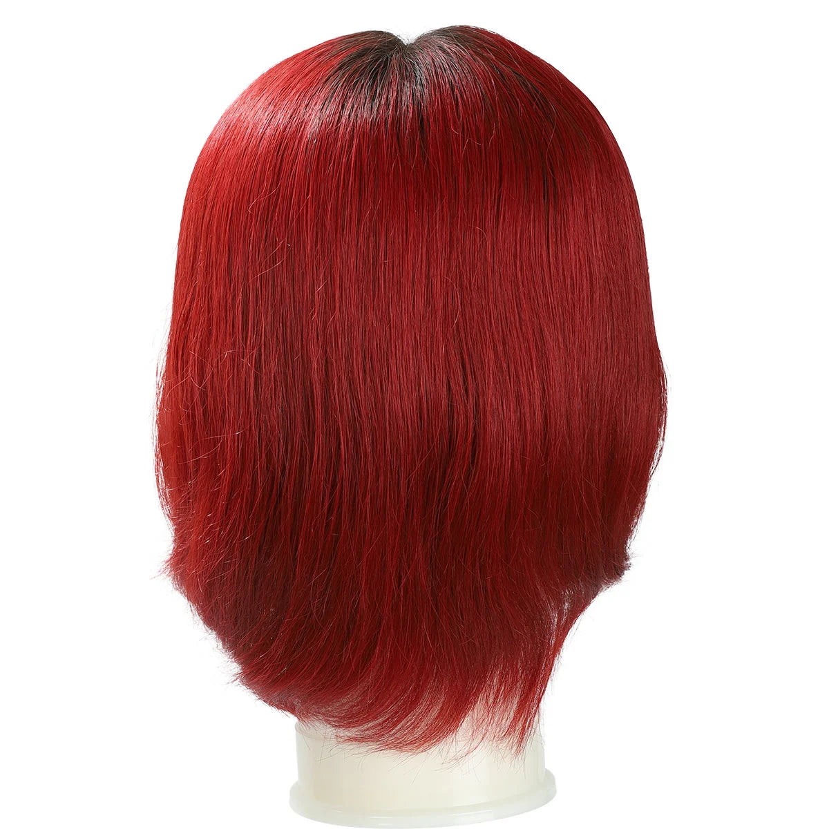 black-ombre-red-hair-system-10-full-lace-mens-hair-system-short-straight-black-and-wine-red-toupee-with-dark-root-06 Black Ombre Red Hair System 10" Full Lace Men's Hair System – Short Straight Black and Wine Red Toupee with Dark Root