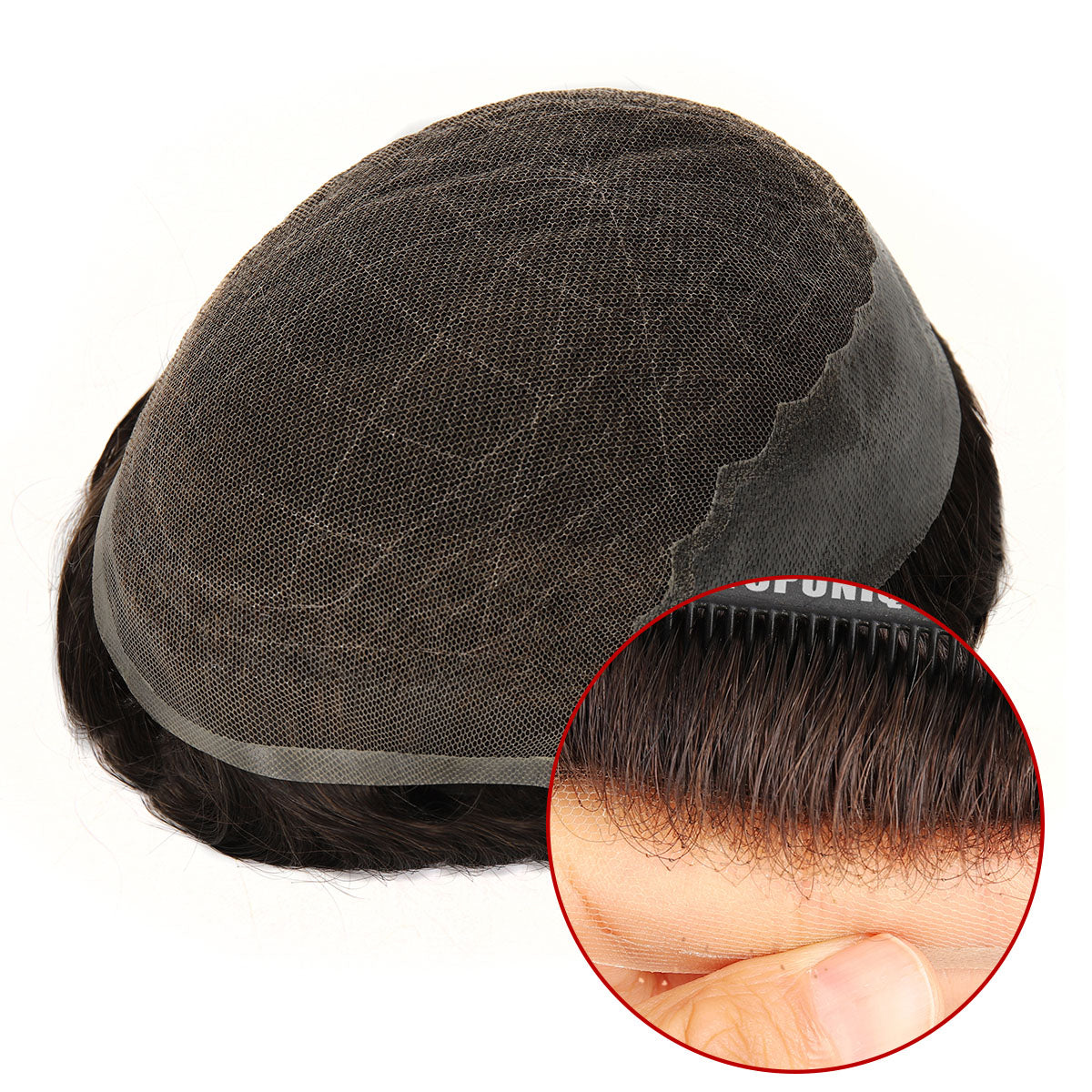 TUL01 Hair System | Hybrid Base of Lace and Skin | 115% Density Realistic Hairline and Good Breathability