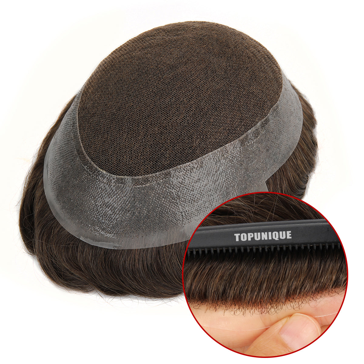 TUL06 Men Hair System | Hybrid Base of Lace and PU Perimeter for Easy Maintainance and Great Breathability